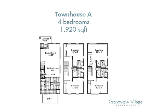Floor plan 4 Bed Townhome - A