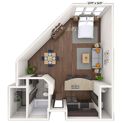 Floor plan Studio 0x1 650 SF