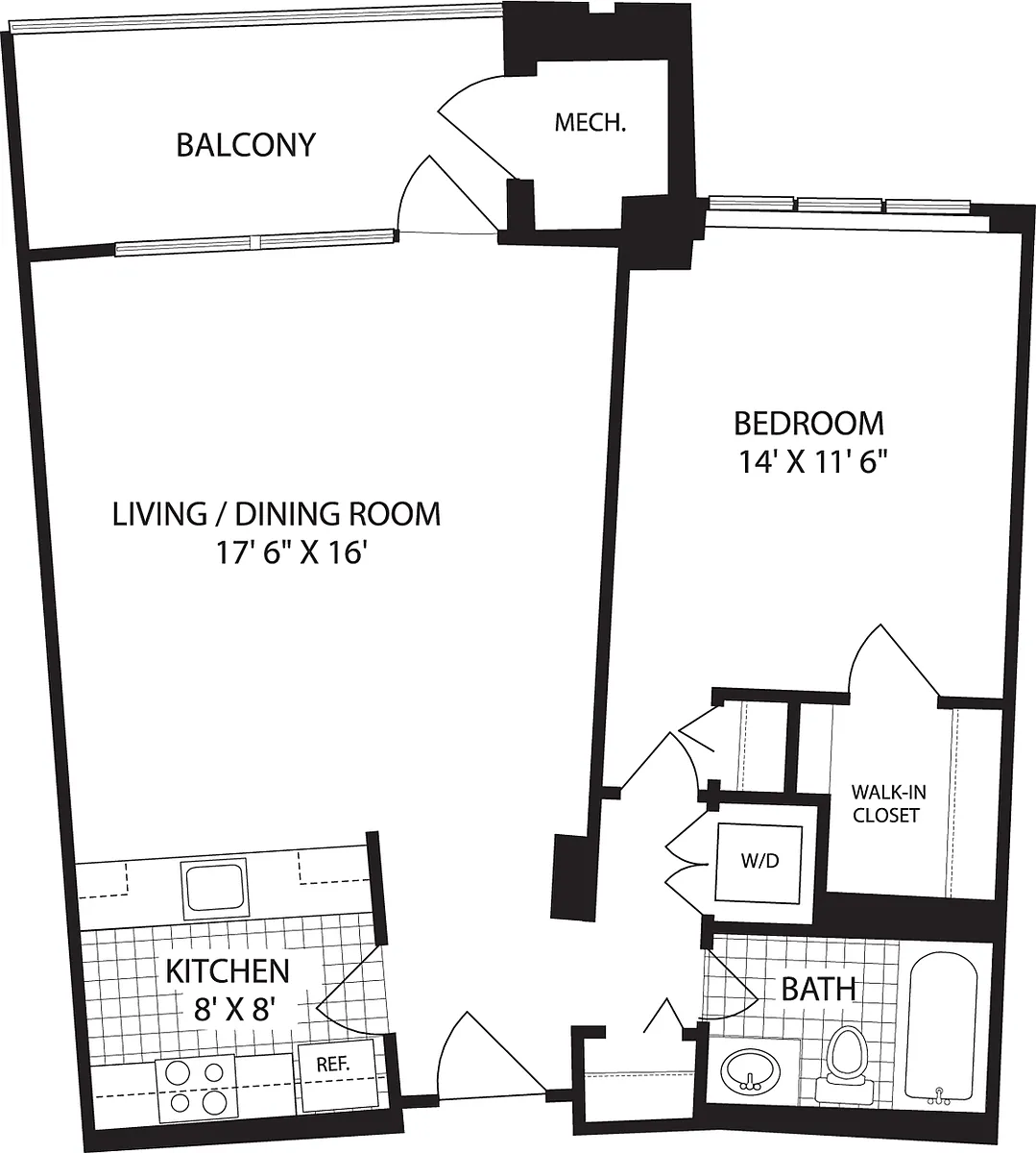 Floor plan 1 Bedroom F