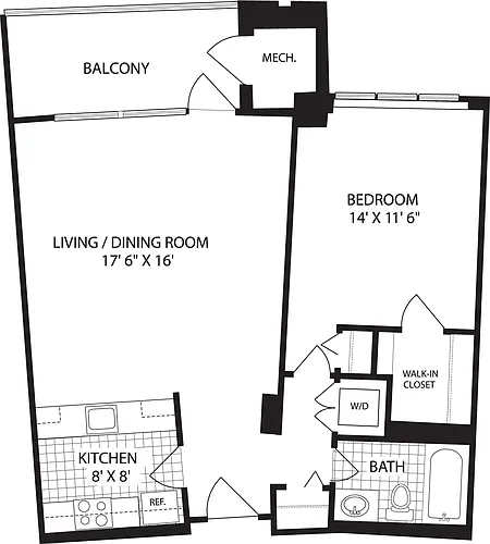 Floor plan 1 Bedroom F