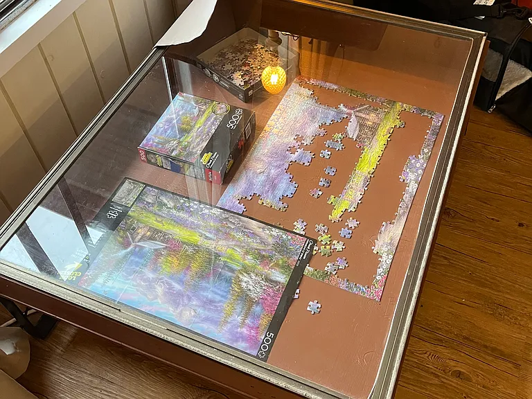 Custom puzzle & game table for enthusiasts.