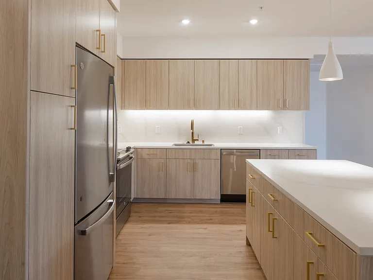 Kitchen with Stainless Steel Appliances and Quartz Countertops