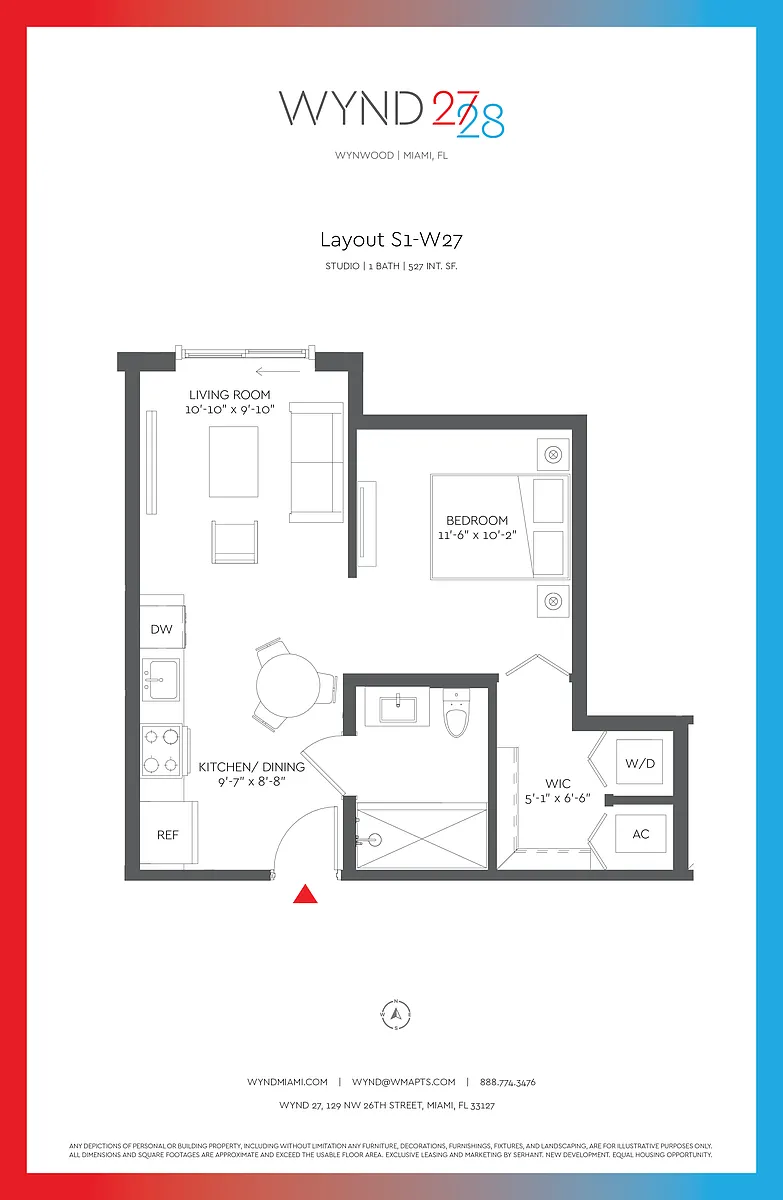 Floor plan W27 - Studio (527 SF)
