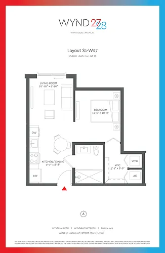 Floor plan W27 - Studio (527 SF)
