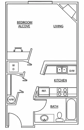 Floor plan Studio, 1 Bath