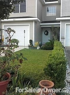 Beautiful yard landscaped with boxwoods