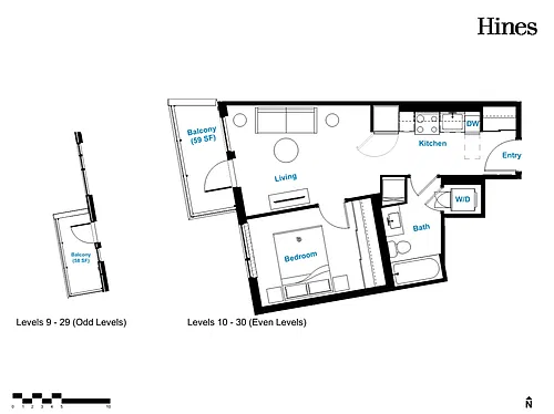 Floor plan 1 Bedroom, 1 Bathroom 1 Bed 1 Bath 9