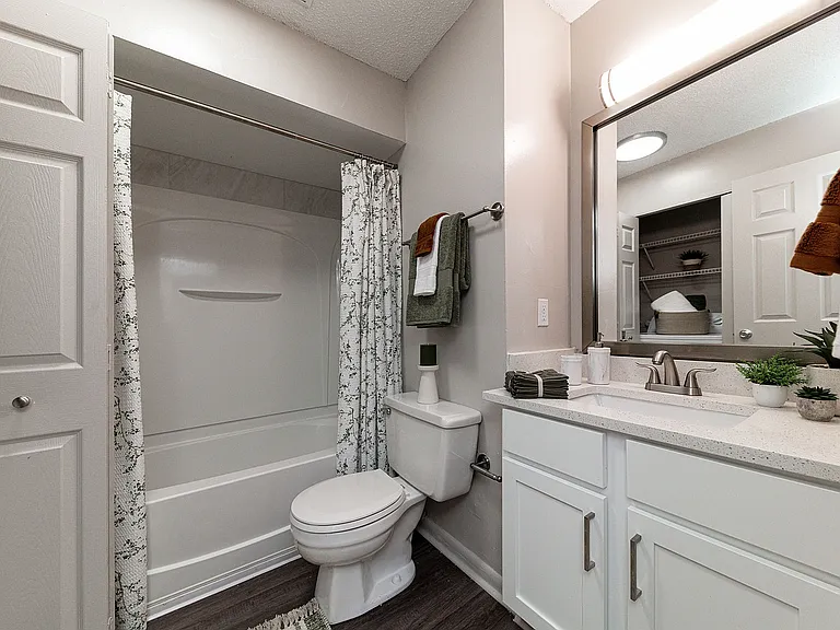 Bright bathroom with bathtub