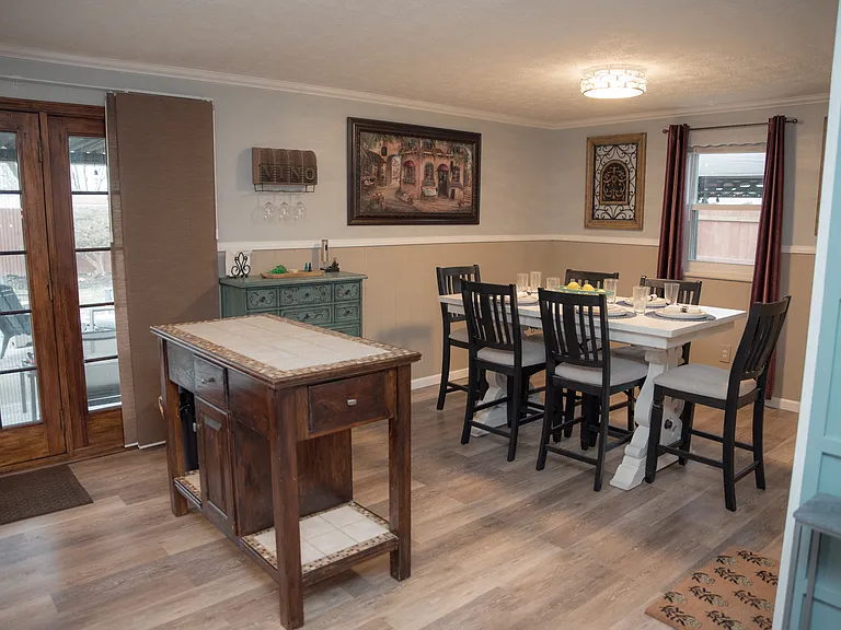 Gather around our elegant dining table set for six_perfect for family meals or game nights.