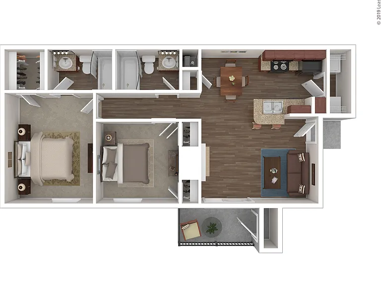 2x2 Small: Beds - 2: Baths - 2: SqFt Range - 976 to 976