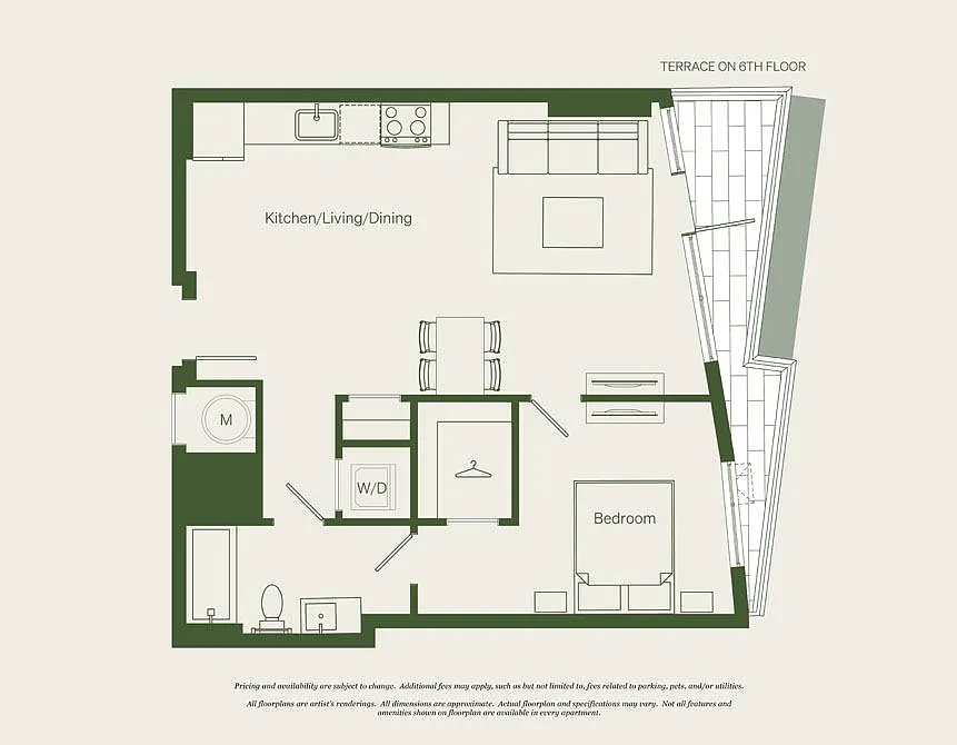 Floor plan 1 Bed- 1 Bath | A04 - Reva