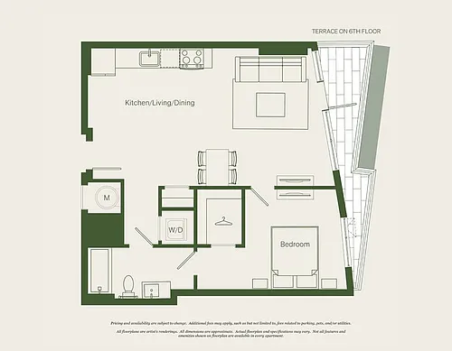 Floor plan 1 Bed- 1 Bath | A04 - Reva