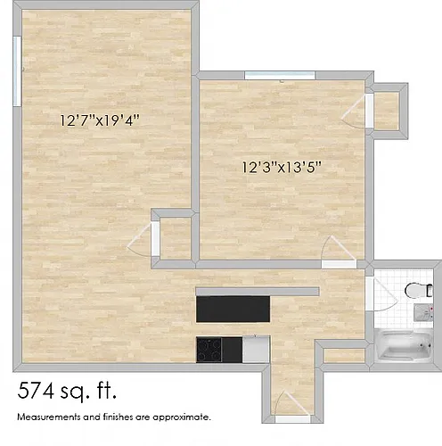Floor plan 37 Rockford 1 Bedroom