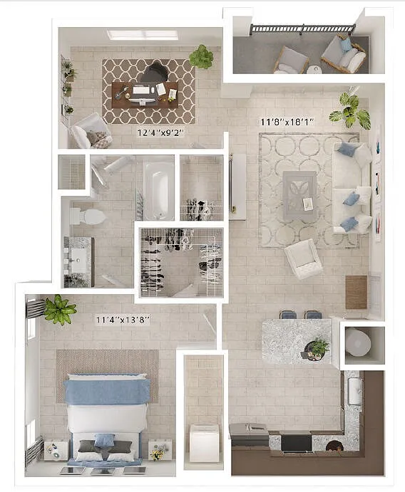 Floor plan Andros (1 Bed - Den)
