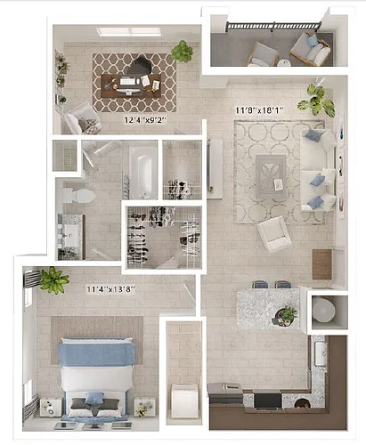 Floor plan Andros (1 Bed - Den)