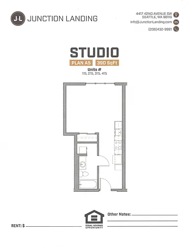 Floor plan Studio E Landing