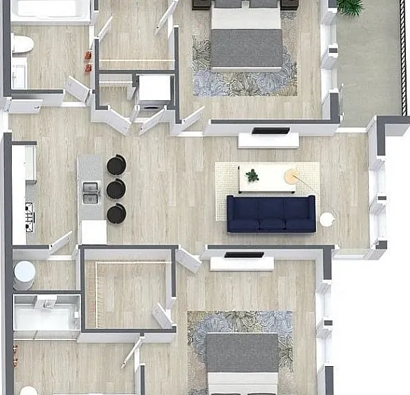 Sycamore _ two beds, two baths, and up to 1,020 sq ft. Sycamore _ two beds, two baths, and up to 1,020 sq ft.