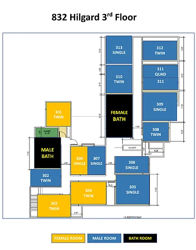 Floor plan 832 Hilgard Room 305