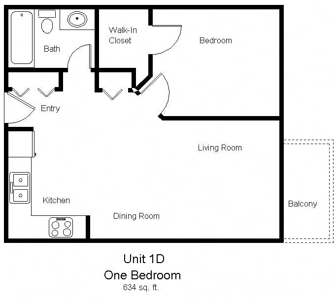 Floor plan 1 Bedroom D