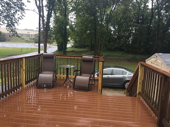 Back deck, back yard and driveway