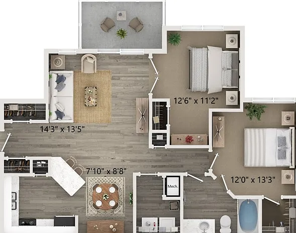 Two Bedroom One Bath Floor Plan Two Bedroom One Bath Floor Plan