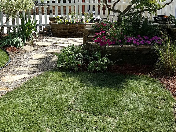 Enclosed front yard new sod