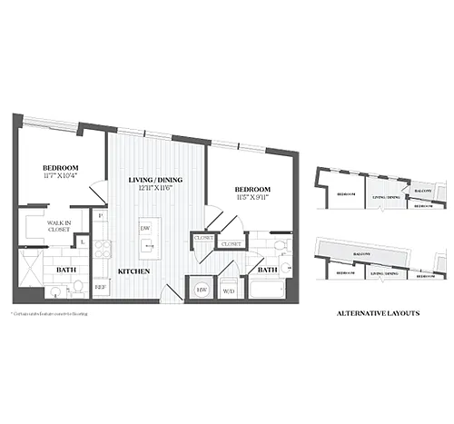 Floor plan 2 Bed/2 Bath-B3a 367 Orange