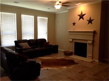 Living room with fireplace.