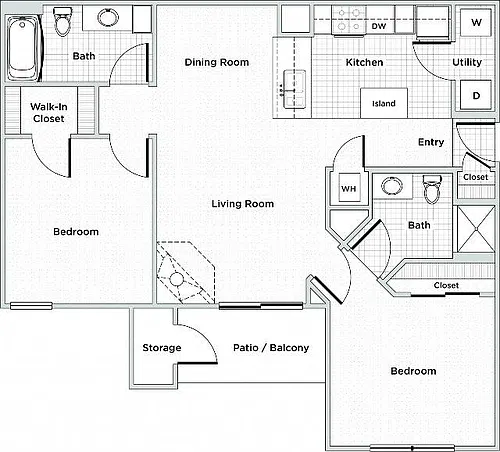 Floor plan 2BR/ 2BA Renovated