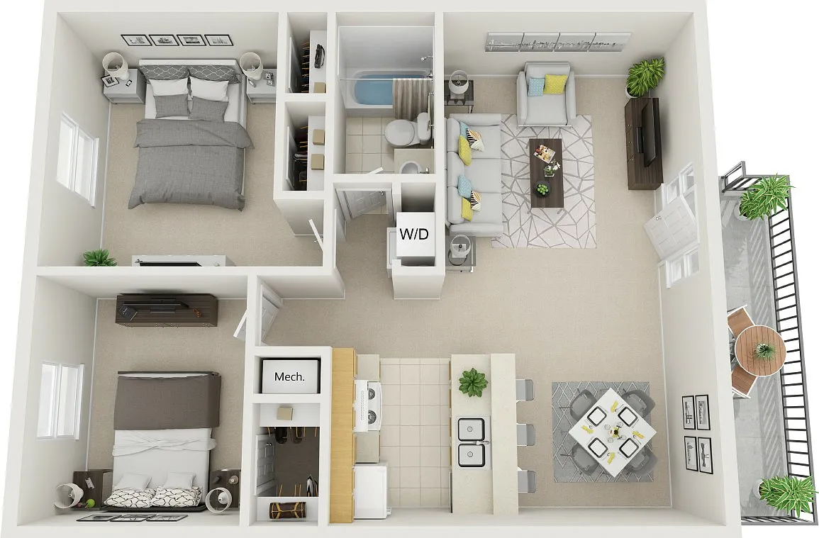Floor plan 2 Bed/1 Bath