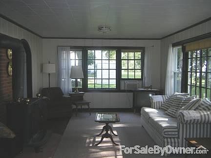 living room with woodburner