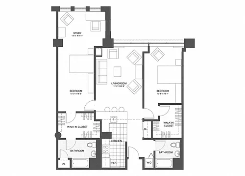 Floor plan 2 Bed/2 Bath