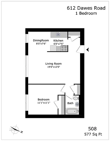 Floor plan 1 Bedroom - unit 508