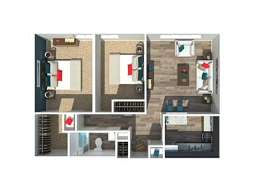 Floor plan Two Bedroom One Bathroom S
