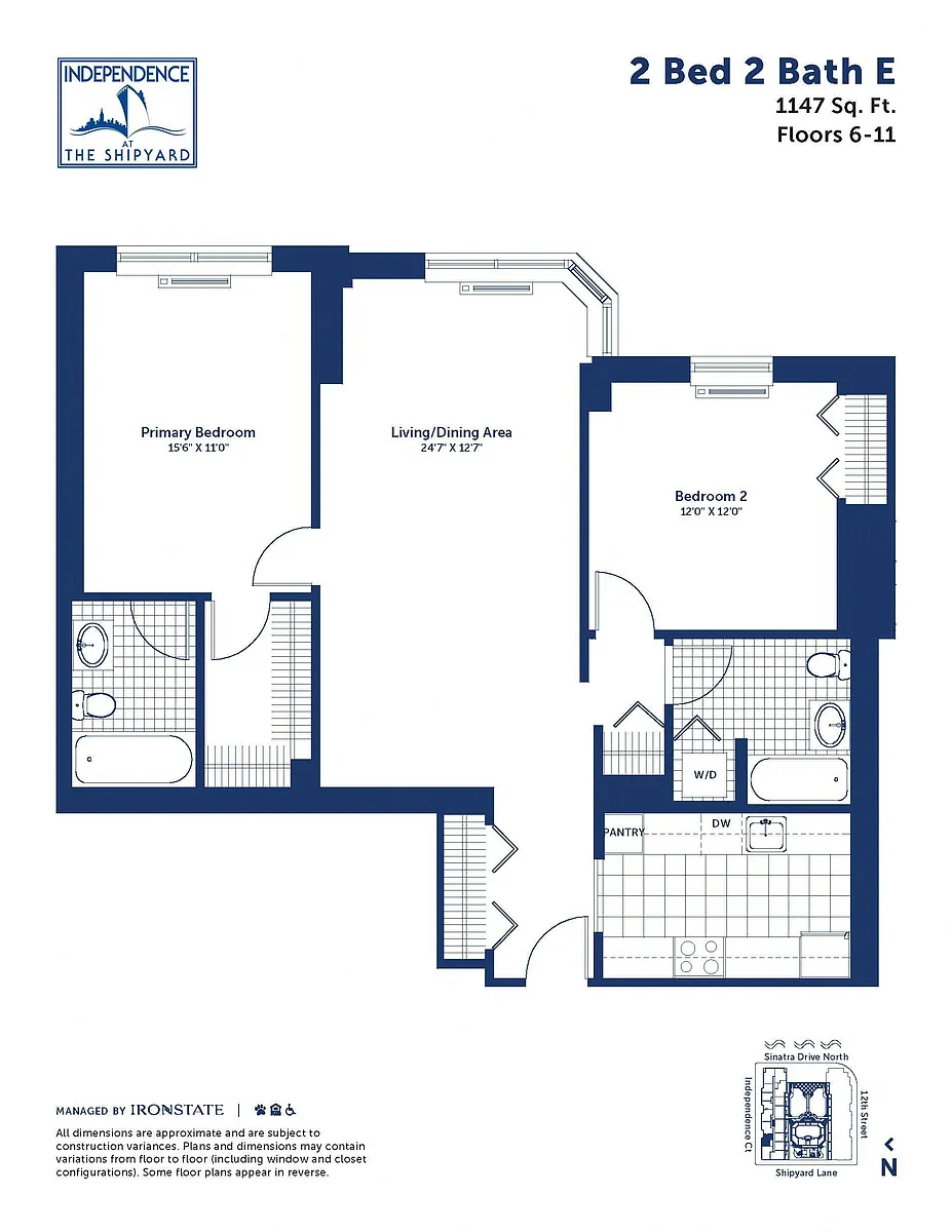 Floor plan 2 Bed 2 Bath E