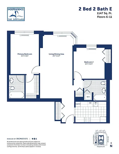 Floor plan 2 Bed 2 Bath E