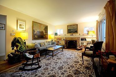Living Room with wood burning fireplace
