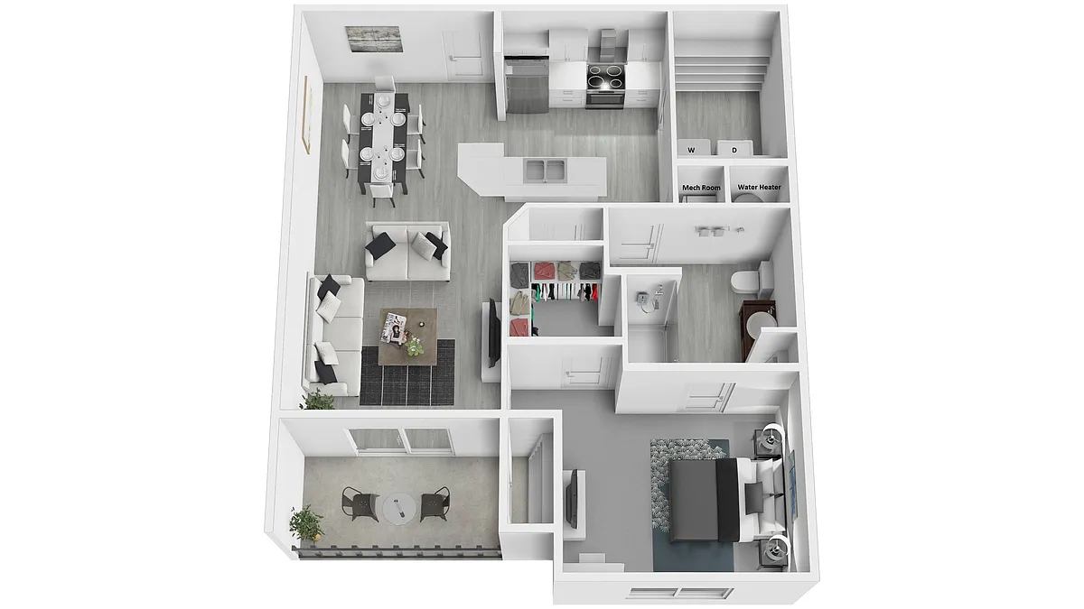 Floor plan 1 bed x 1 bath