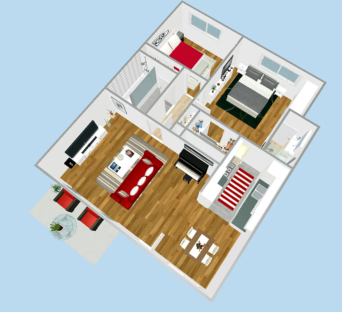 Floor plan 2 Bedroom with Patio
