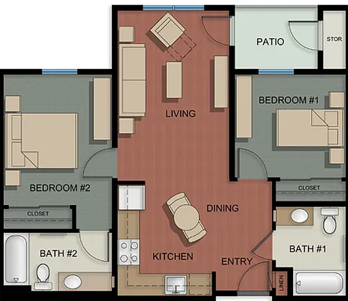 Floor plan 2 Bedroom unit