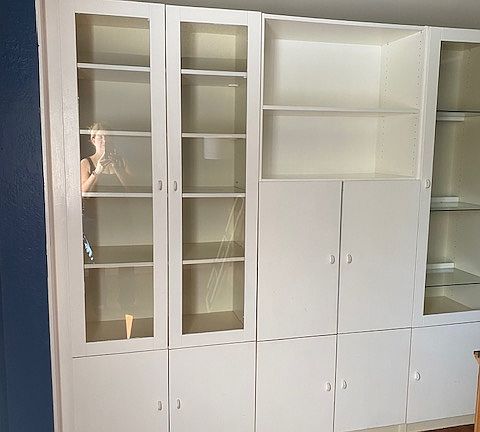Entertainment and storage wall unit in downstairs room for rent.