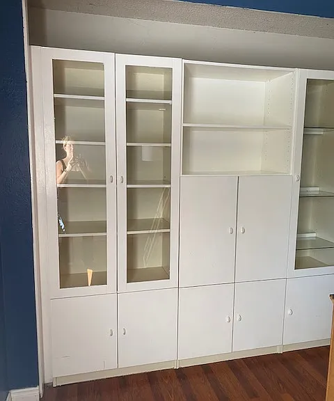 Entertainment and storage wall unit in downstairs room for rent.