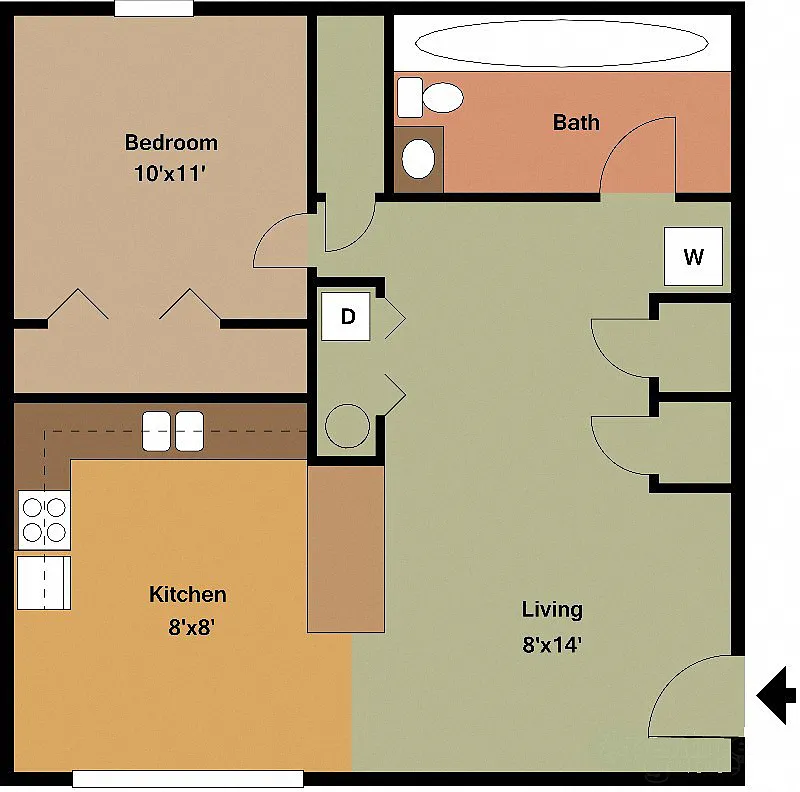 Floor plan 1 Bedroom 1 Bath