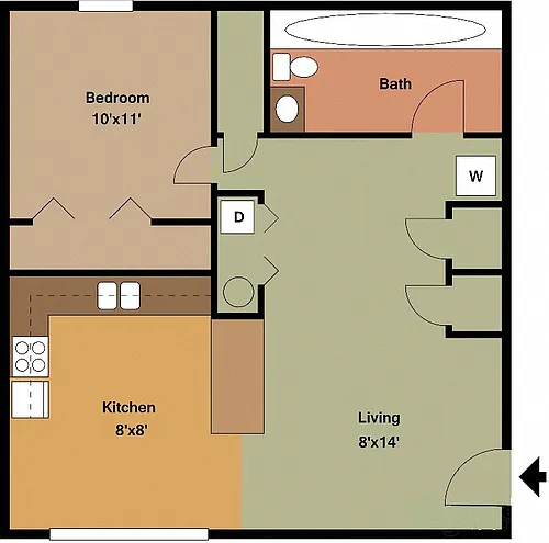 Floor plan 1 Bedroom 1 Bath