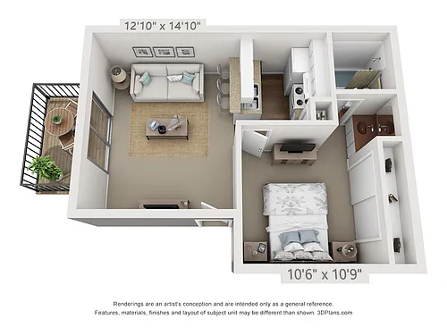 Floor plan 1 Bedroom, 1 Bath