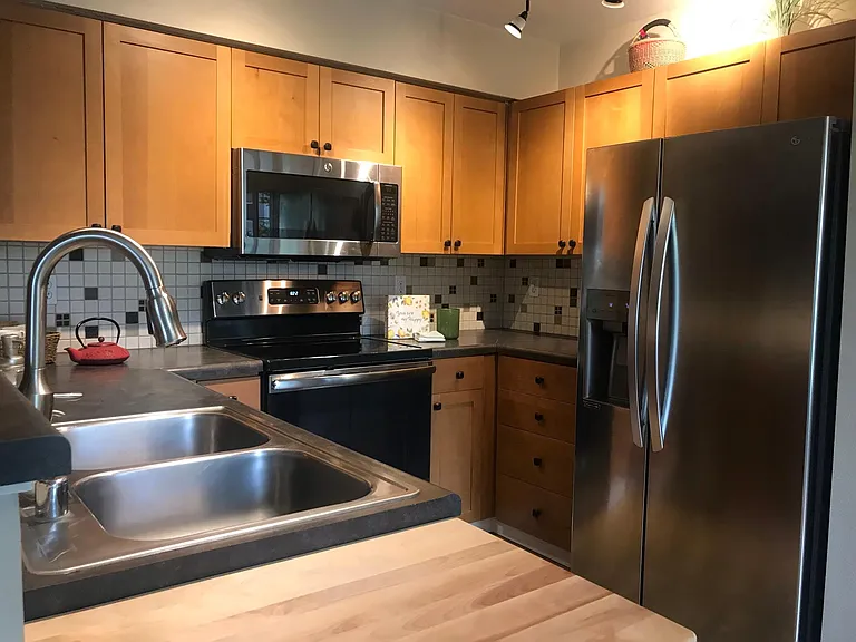 Butcher Block at the sink.