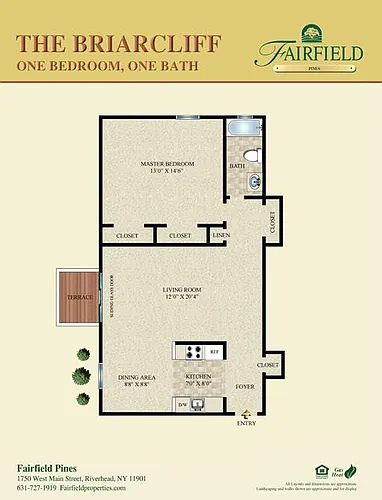 Floor plan The Briarcliff One Bedroom