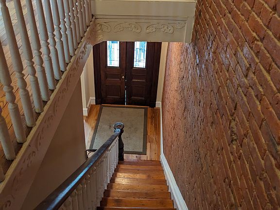 Down the steps toward foyer