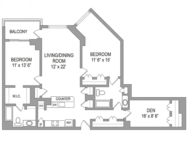 Floor plan 2x2 Den