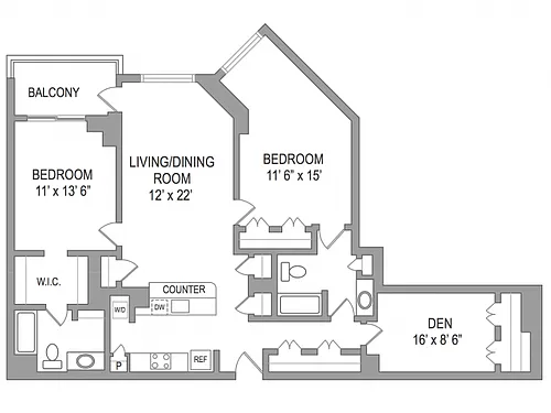 Floor plan 2x2 Den